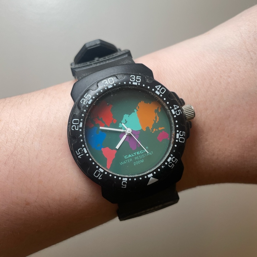 Black Multicolor World Map Watch - image 1